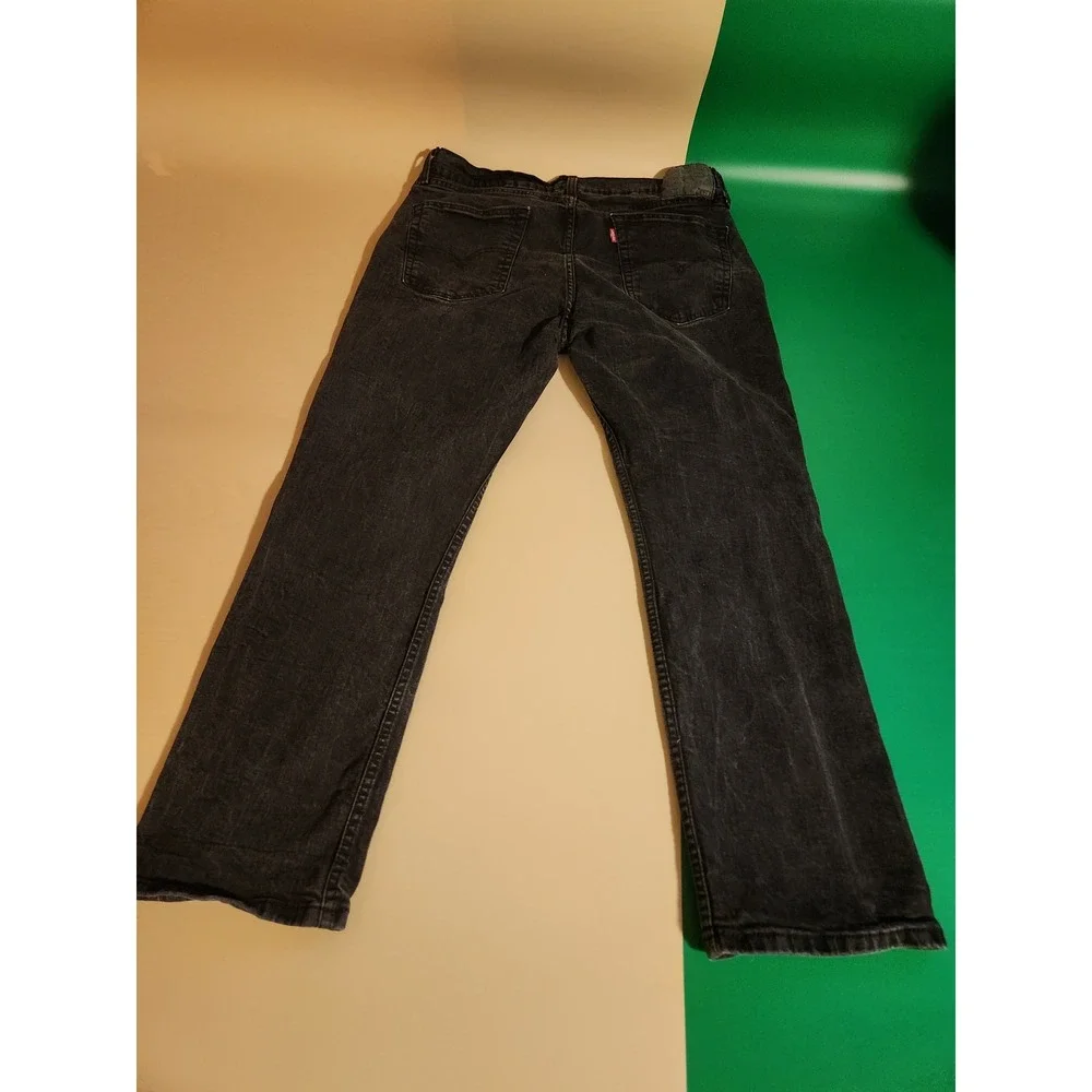 Levi's 514 Straight Fit Jeans Mens 36x29 Black Washed Denim Stretch Pants